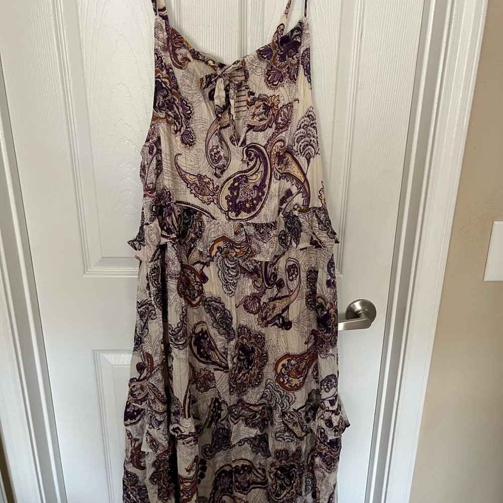 FINAL PRICE Band of Gypsies Paisley Maxi Dress in Purple and Cream